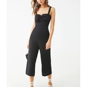 Tie Bow Front Culotte Jumpsuit Black